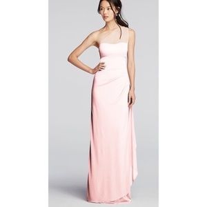 Long Mesh One Shoulder Illusion Dress Petal Color